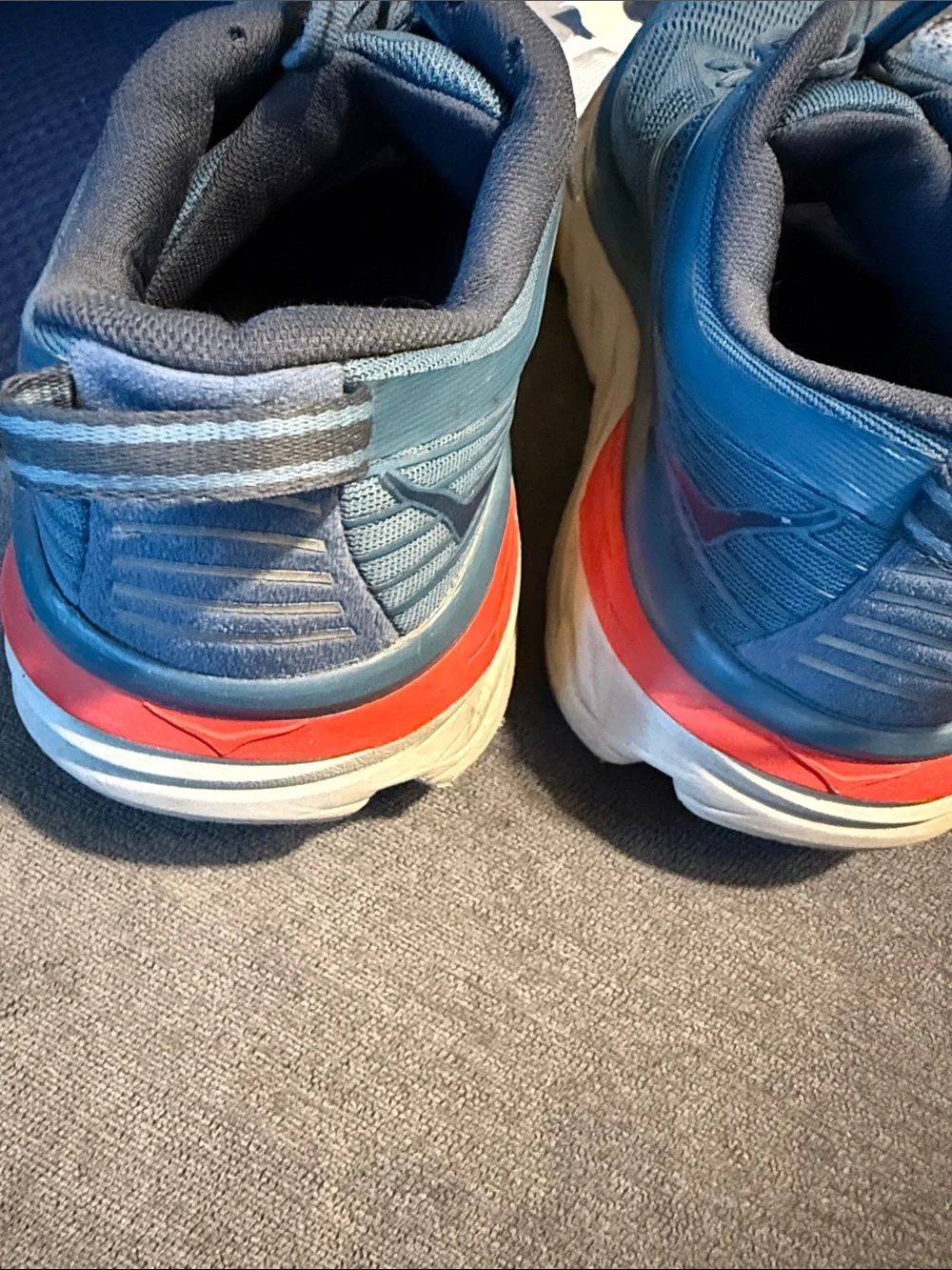 Hoka Men's Light Blue Athletic Running Shoes with Red Accent